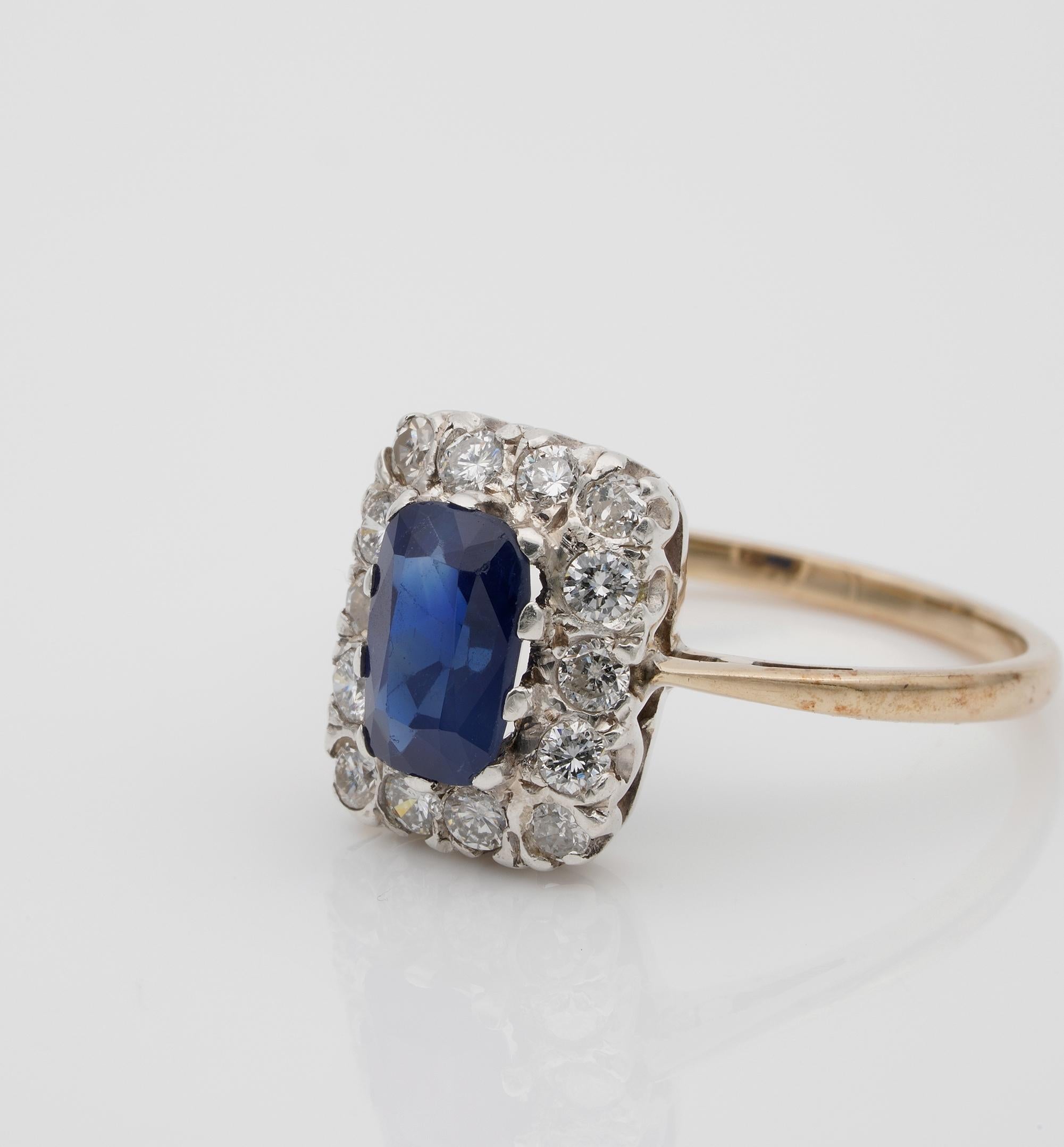 Women's Art Deco 1.35 Ct Sapphire .60 Ct Diamond Plat/Gold Ring