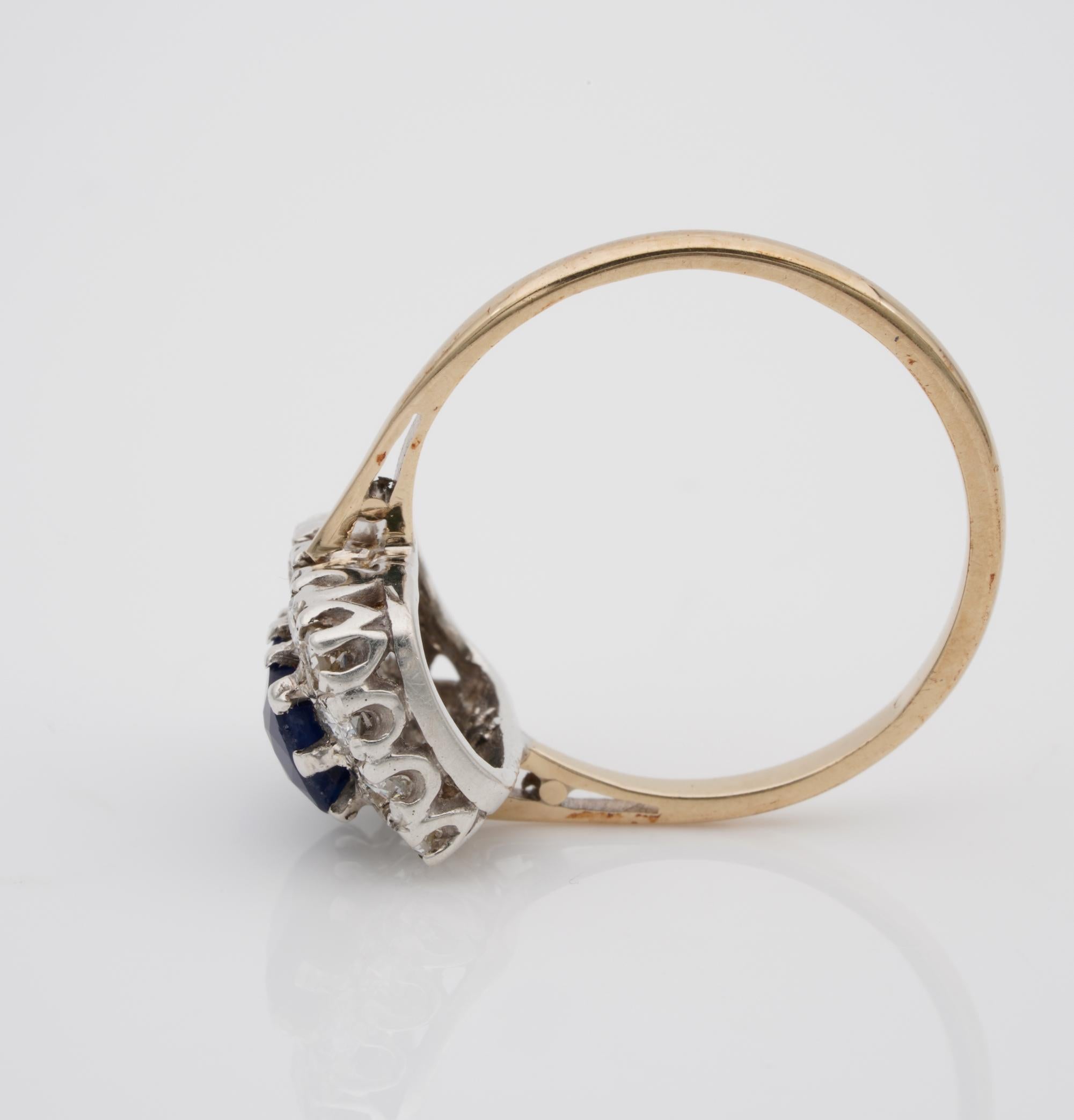 Art Deco 1.35 Ct Sapphire .60 Ct Diamond Plat/Gold Ring 2
