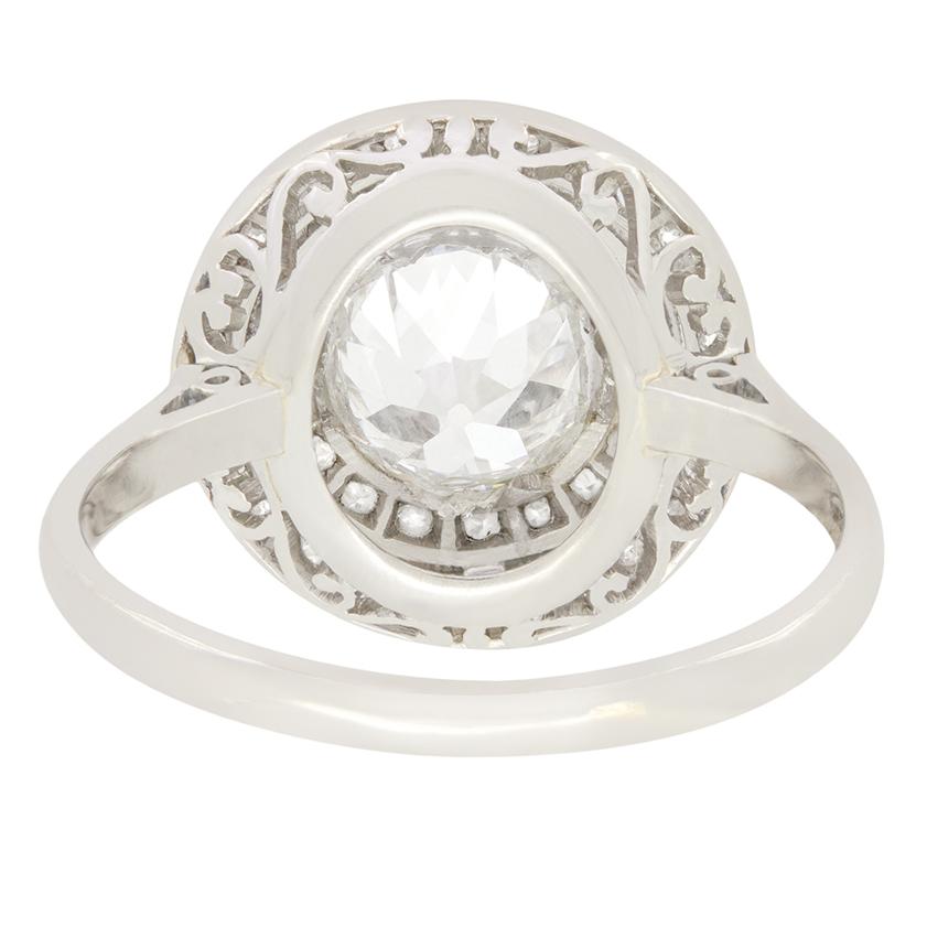 Art Deco 1.35ct Diamond Double Halo Ring, c.1920s In Good Condition For Sale In London, GB