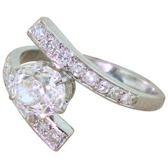 Art Deco 1.36 Carat Old Mine Cut Diamond Platinum Engagement Ring