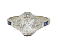 Art Deco 1.36 CTW Mine Diamond 18K Gold Vintage Wheat Compass Engagement Ring