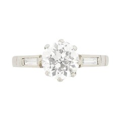 Art Deco 1.36 Carat Diamond Solitaire Engagement Ring, circa 1920s