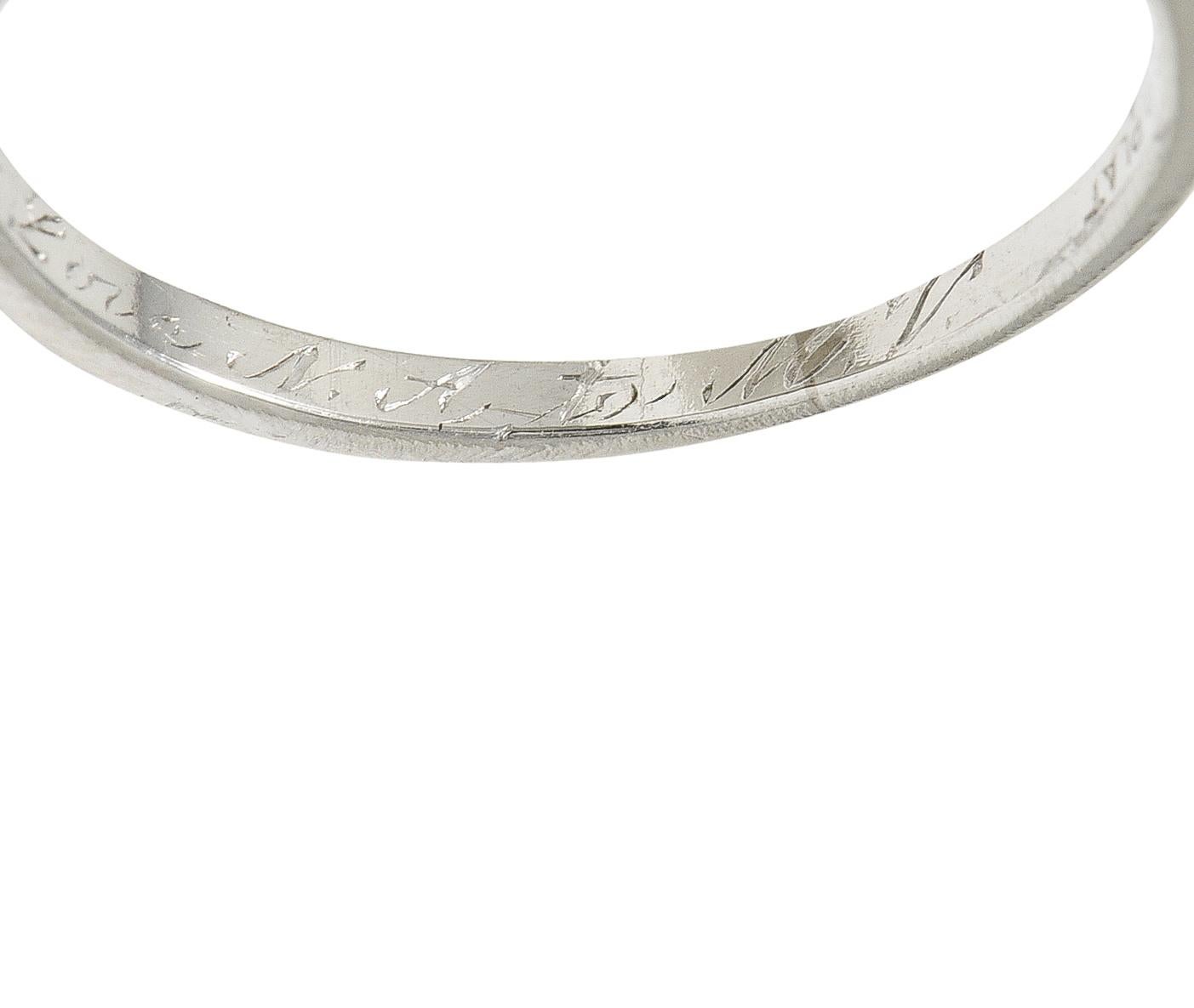 Art Deco 1.37 CTW European Diamond Platinum Ribbon Vintage Engagement Ring GIA For Sale 3