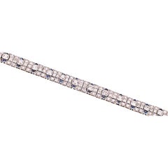 Art Deco 13.72 Carat Diamond Sapphire Platinum Bracelet