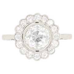 Antique Art Deco 1.37ct Diamond Halo Ring, c.1920s