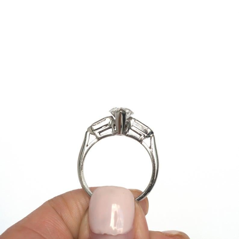 Art Deco 1.38 Carat GIA Antique Marquise Cut Platinum Solitaire Engagement Ring 1
