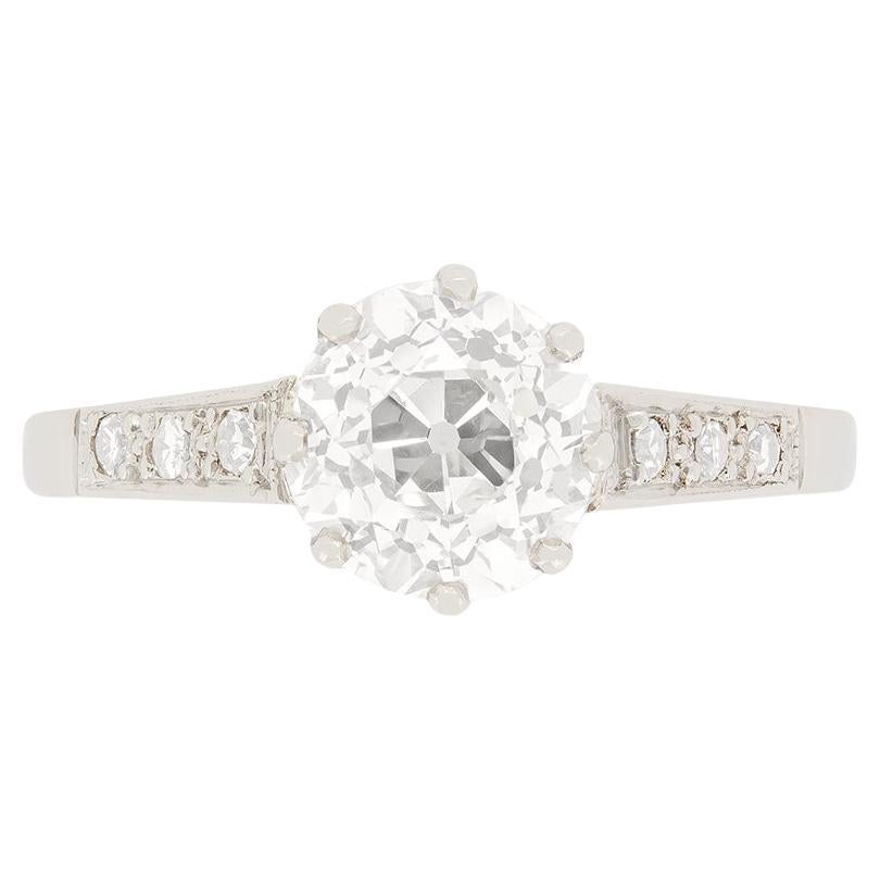 Art Deco 1.38ct Diamond Solitaire Ring, c.1920s For Sale