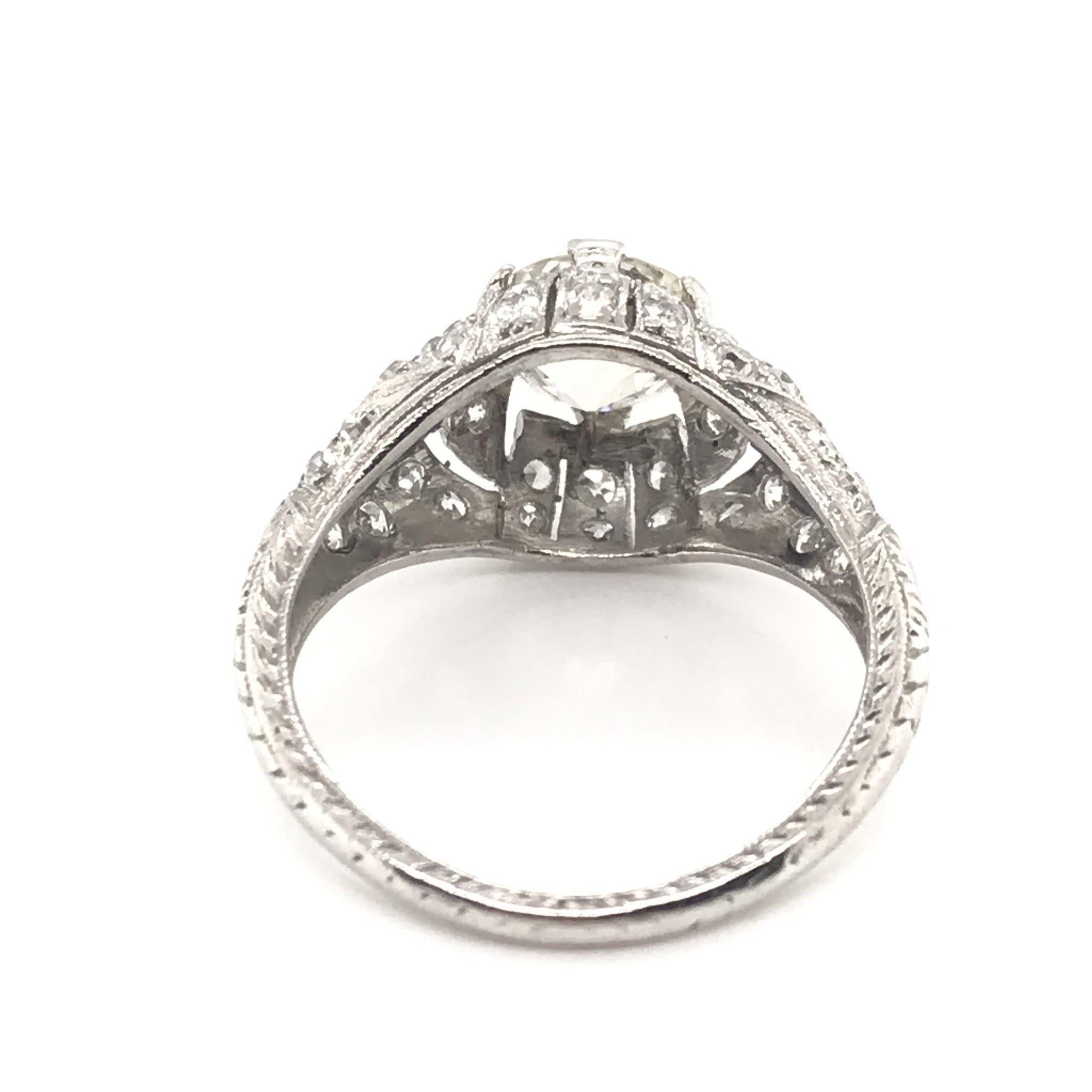 Art Deco 1.39 Carat Diamond and Sapphire Engagement Ring 9