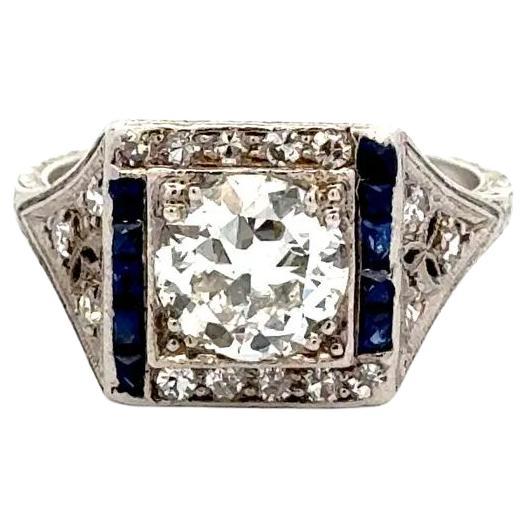Art Deco 1.39 Carat Old European Cut GIA Diamond Platinum Solitaire Ring