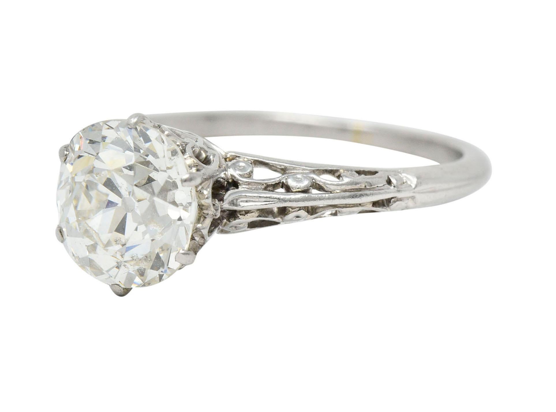 Art Deco Verlobungsring, 1,39 Karat Diamant Platin mit Schnörkeln und Solitär für Damen oder Herren im Angebot