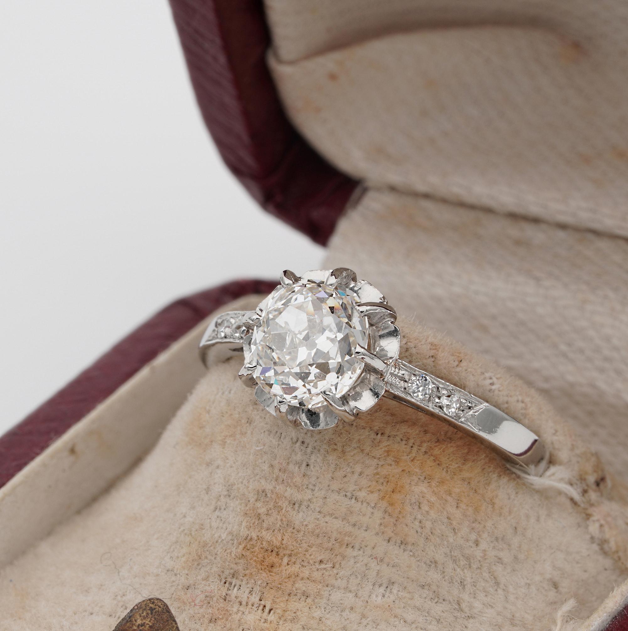 Art Deco 1.39 Carat Weighted G VS Solitaire Diamond Platinum Ring 1