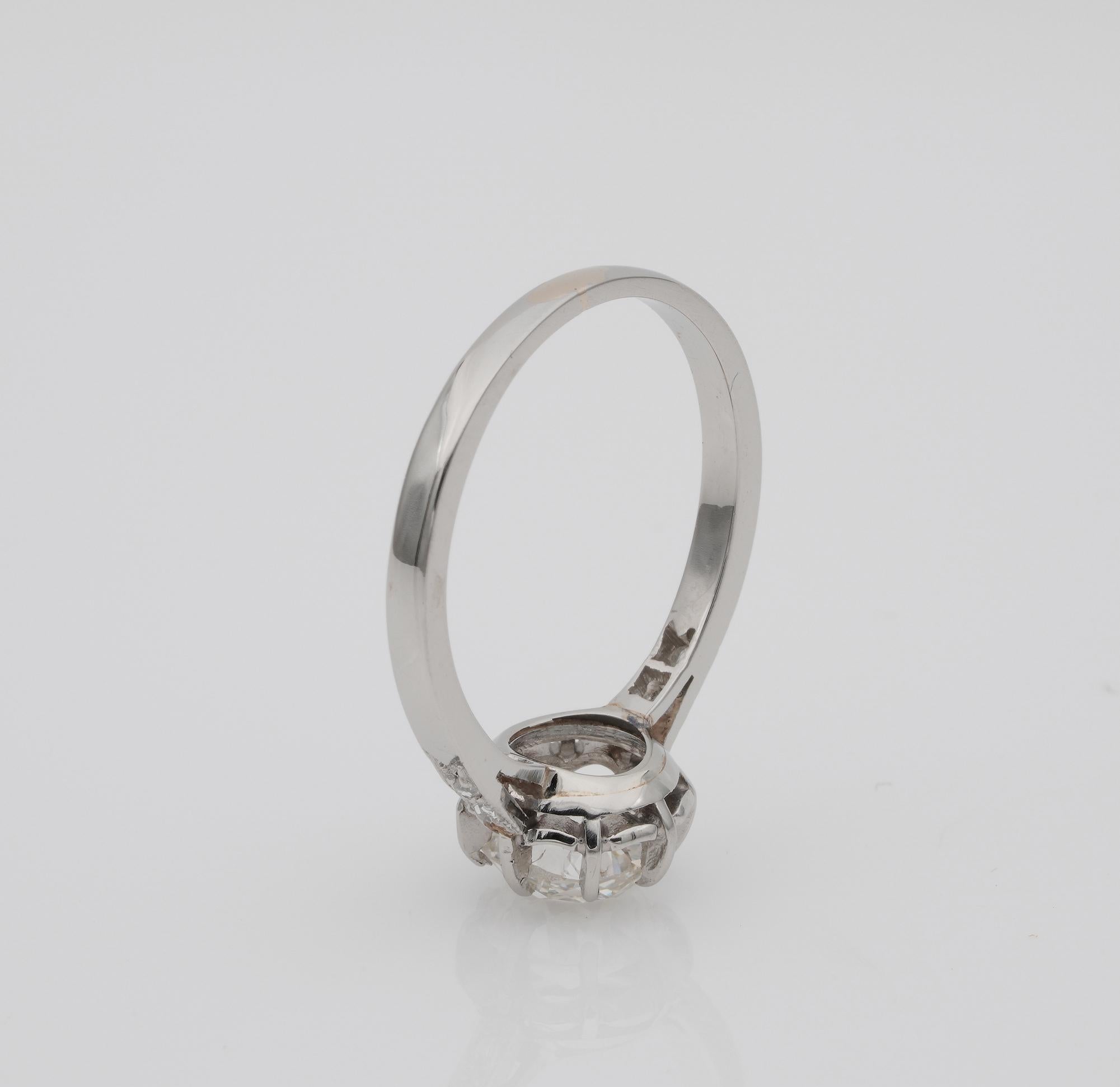 Art Deco 1.39 Carat Weighted G VS Solitaire Diamond Platinum Ring 2