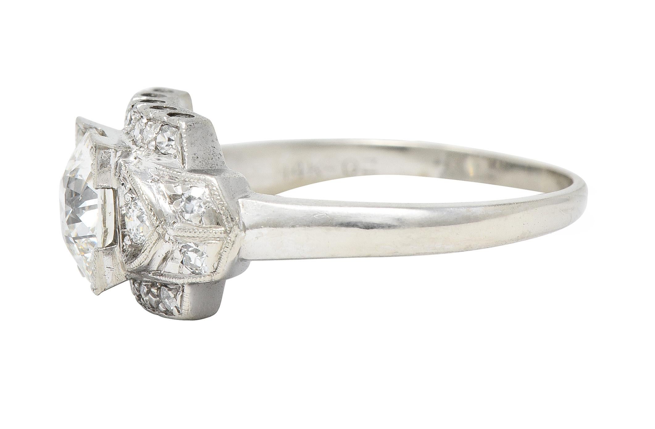 Art Deco 1,39 Karat Diamant-Verlobungsring aus 14 Karat Gold mit alteuropäischem Schliff im Zustand „Hervorragend“ im Angebot in Philadelphia, PA