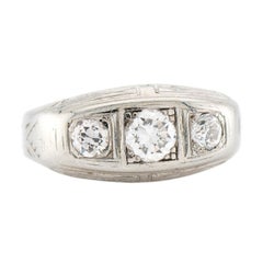 Art Deco 13k Diamond Flush Mount Ring