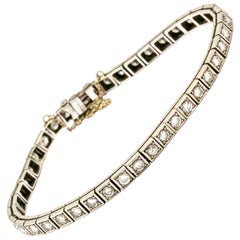 Art Deco 14 Carat White Gold Diamond Tennis Bracelet