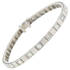 Art Deco 14 Karat Alternating 2 Total Carat Diamond Link Bracelet