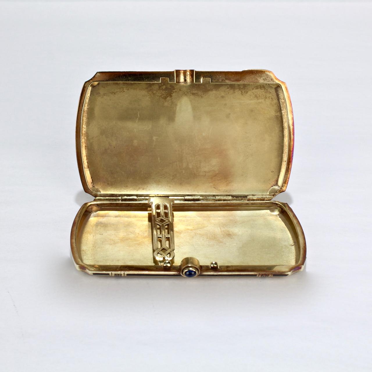 Art Deco 14 Karat Gold and Enamel Ladies Cigarette Case 6