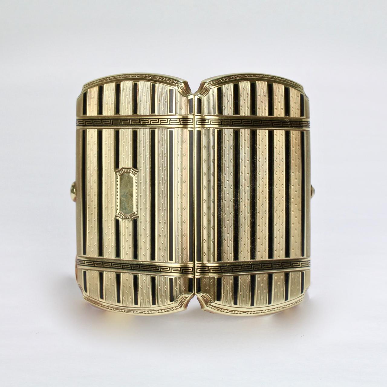 Women's or Men's Art Deco 14 Karat Gold and Enamel Ladies Cigarette Case