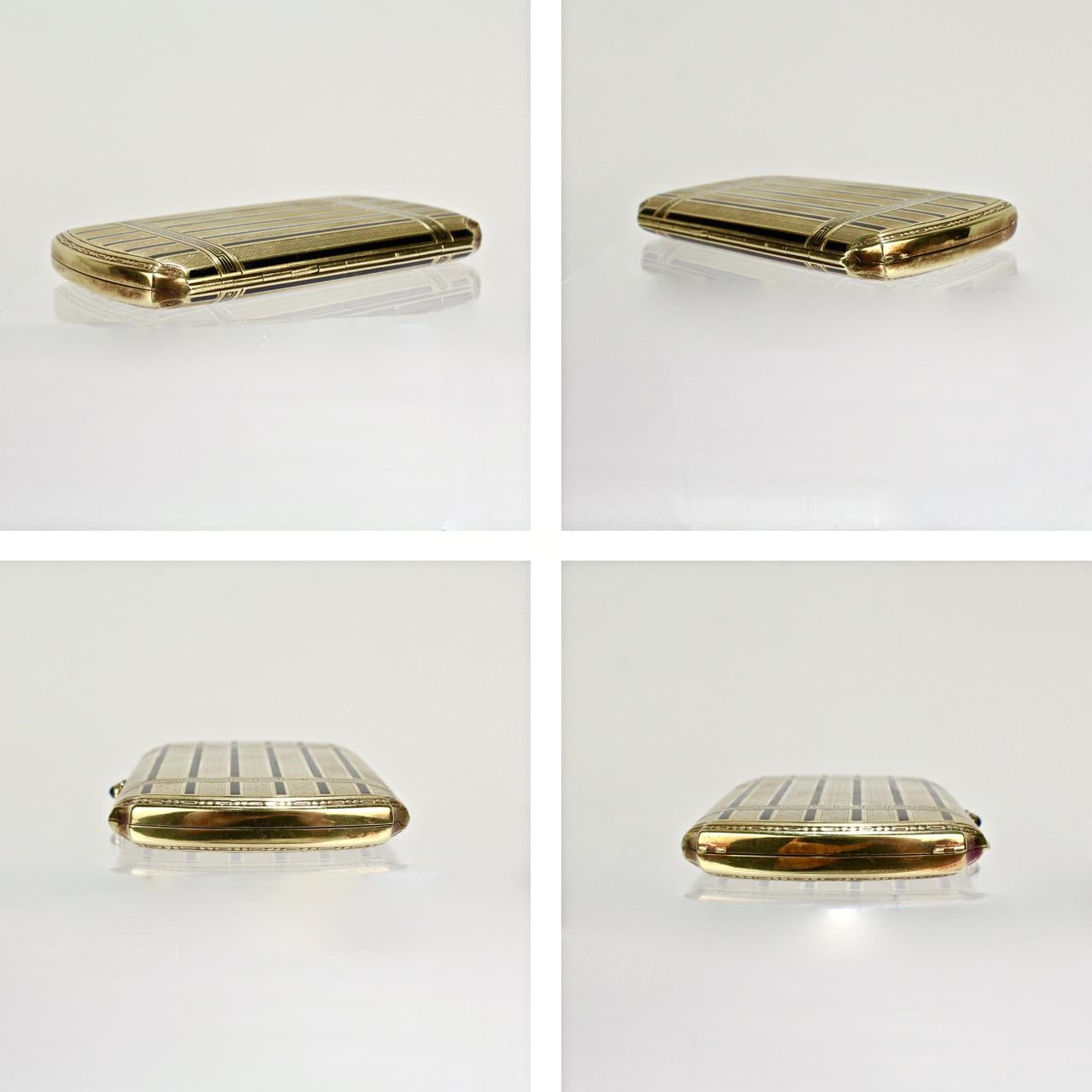 Art Deco 14 Karat Gold and Enamel Ladies Cigarette Case 5
