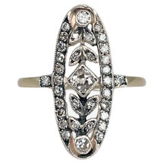 Art Deco 14 Karat Gold Diamant-Cocktailring mit durchbrochenem Blumenmotiv
