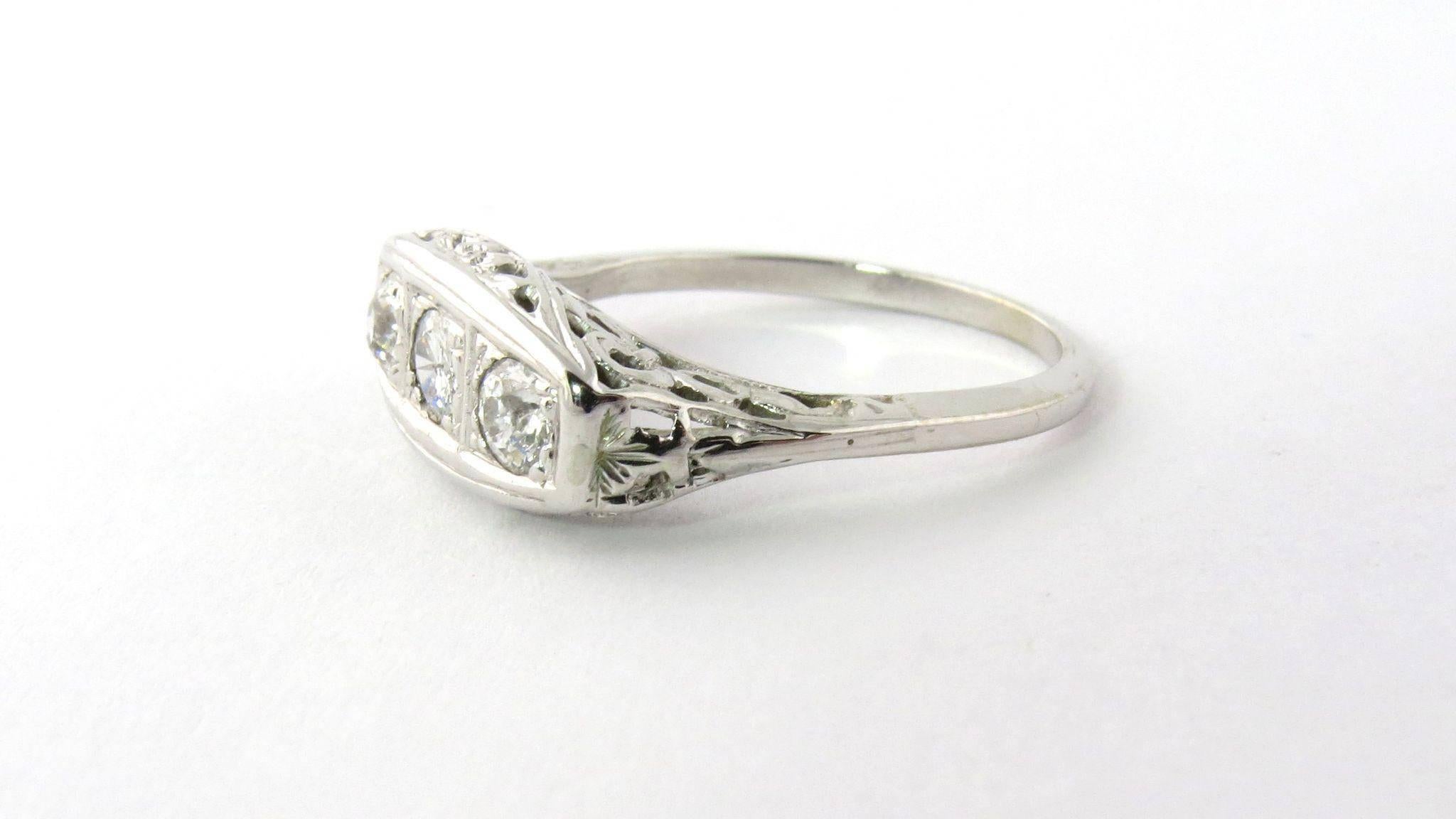 Art Deco 14 Karat Gold Old Mine Cut Diamond Ring In Excellent Condition In Washington Depot, CT