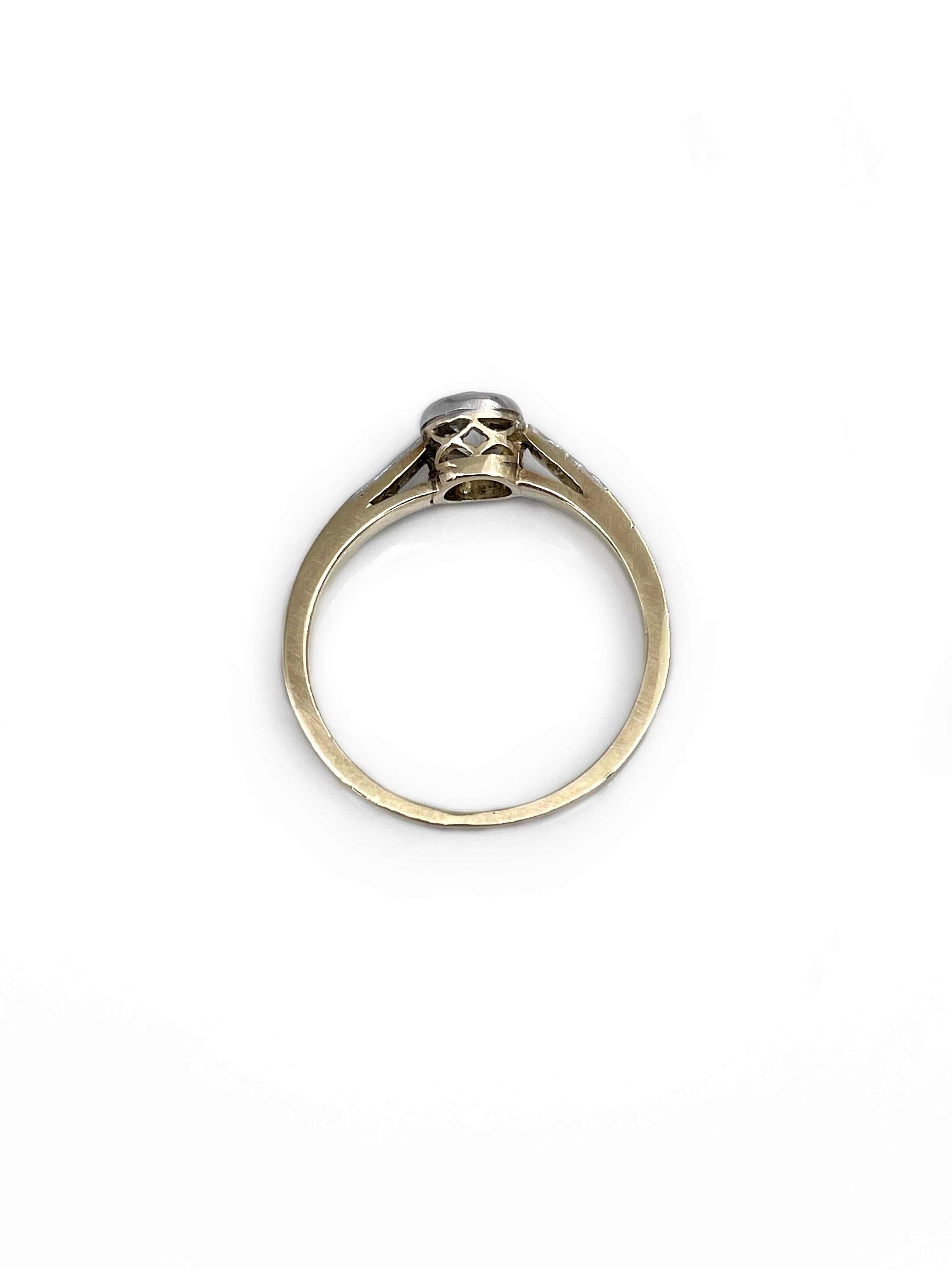 Women's Art Deco 14 Karat Gold Platinum 0.45 Carat Old European Diamond Engagement Ring