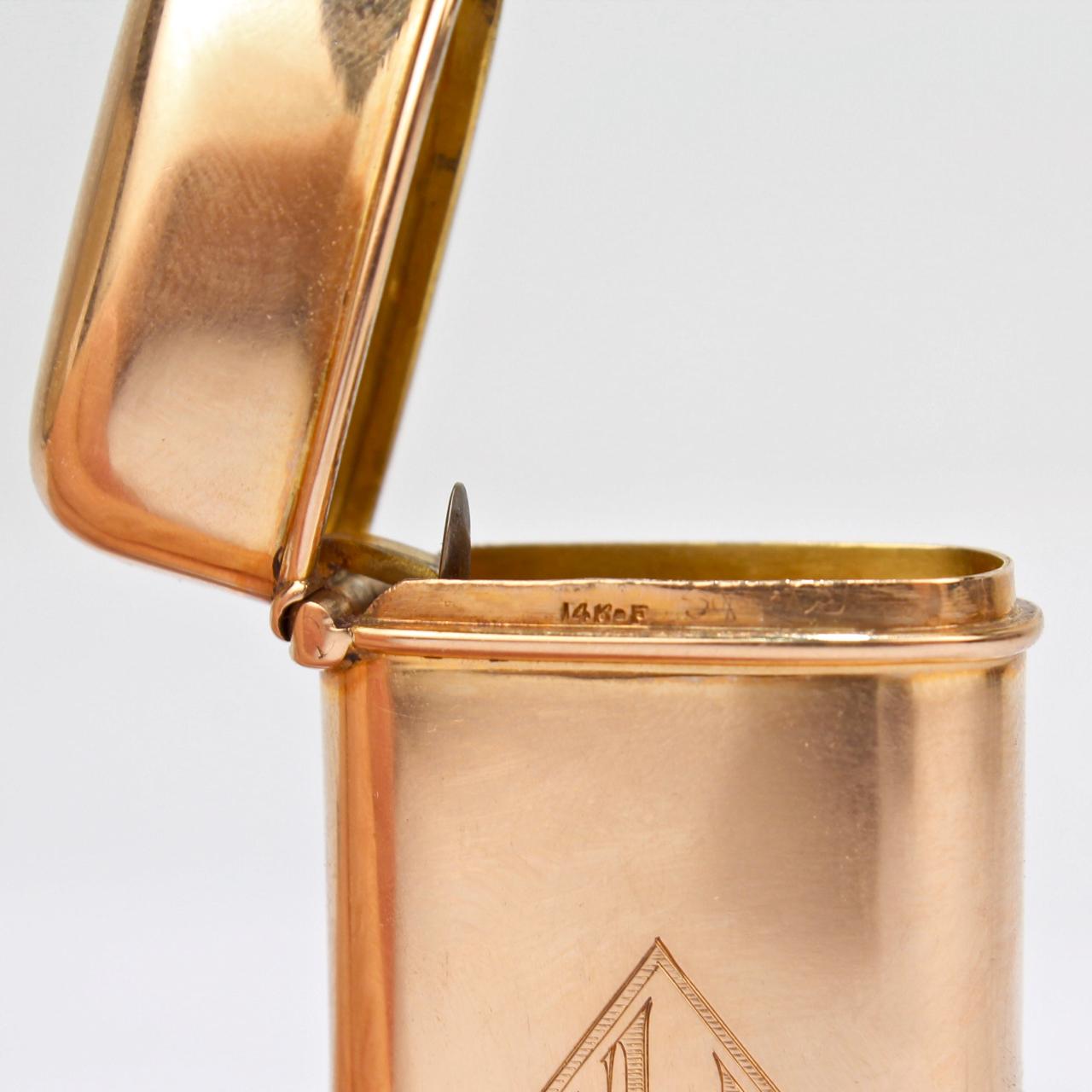 Art Deco 14 Karat Gold Smoking Set with Cigarette Case, Card Case and Match Safe 3