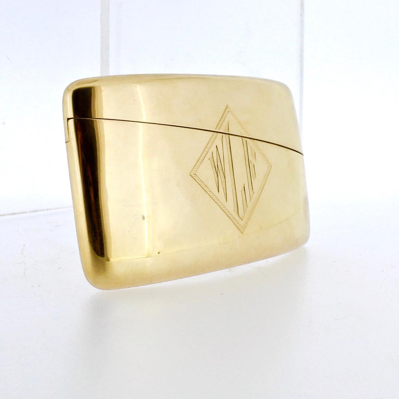 Art Deco 14 Karat Gold Smoking Set with Cigarette Case, Card Case and Match Safe 4