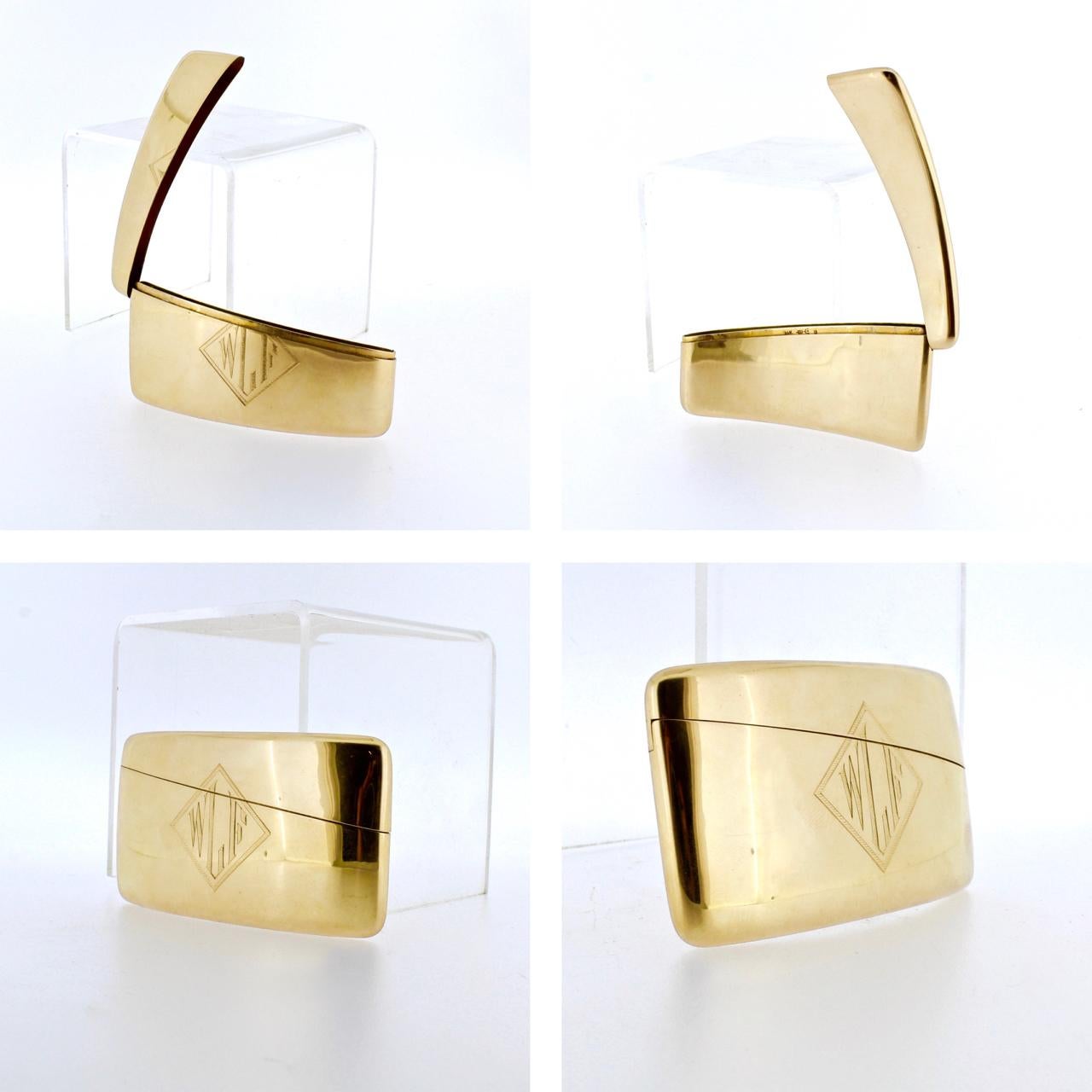 Art Deco 14 Karat Gold Smoking Set with Cigarette Case, Card Case and Match Safe 5