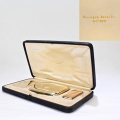 Art Deco 14 Karat Gold Smoking Set with Cigarette Case, Card Case and Match Safe