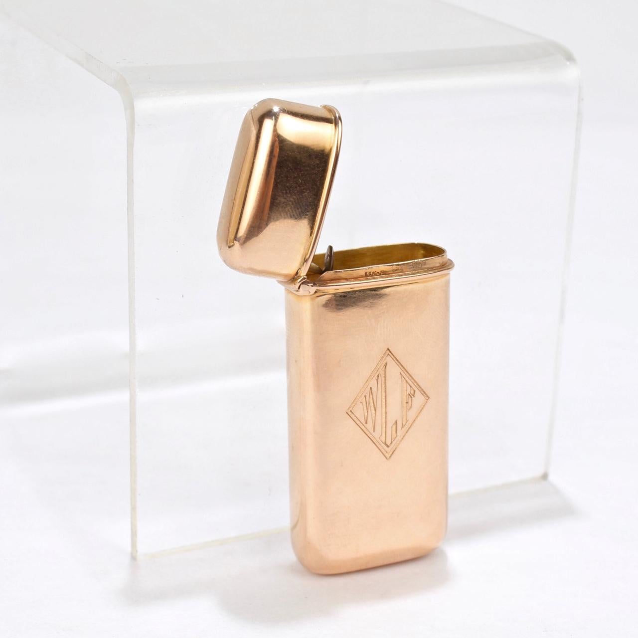 Women's or Men's Art Deco 14 Karat Gold Smoking Set with Cigarette Case, Card Case and Match Safe