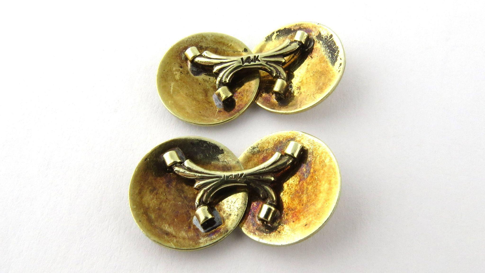 Men's Art Deco 14 Karat White and Gold Two-Toned Engine Turned Cufflinks