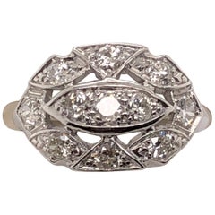 Art Deco 14 Karat White Gold and .34 Carat Diamond Ring