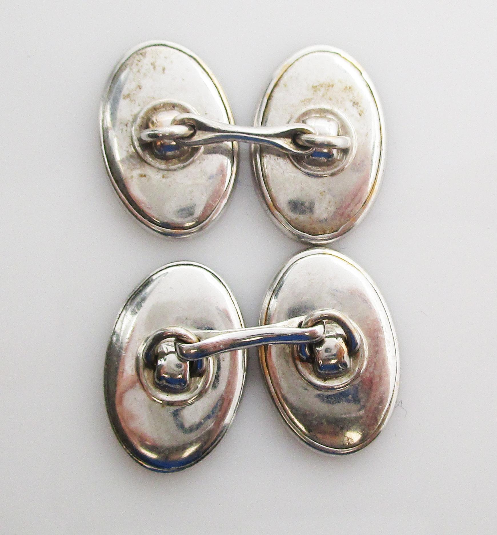 Men's Art Deco 14 Karat White Gold and Mother of Pearl Cufflinks For Sale