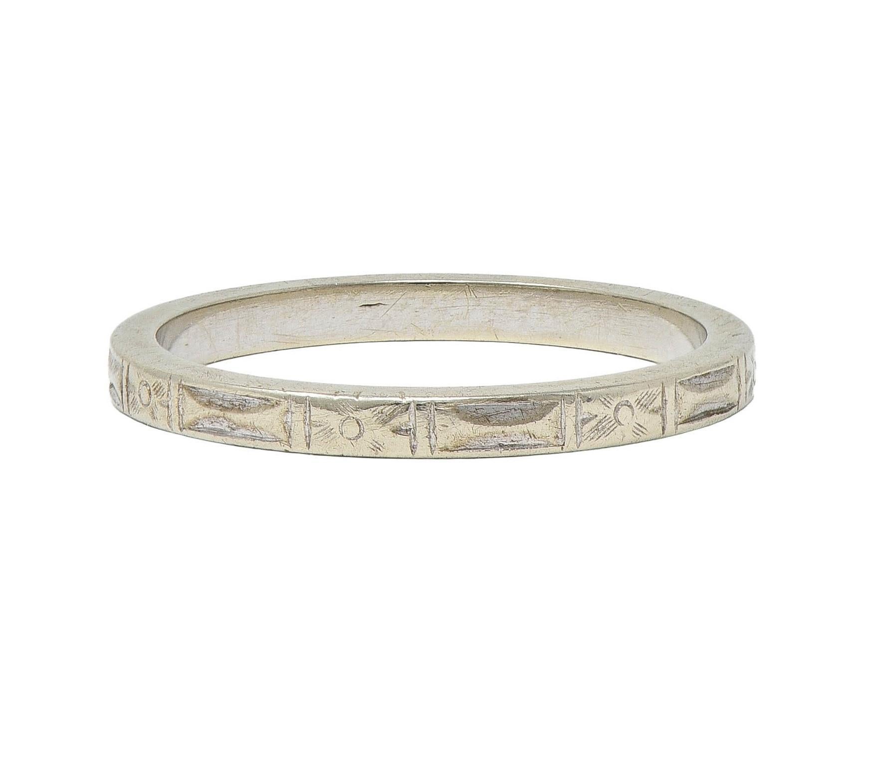 Alliance d'antiquités Art déco en or blanc 14 carats Orange Blossom Unisexe en vente