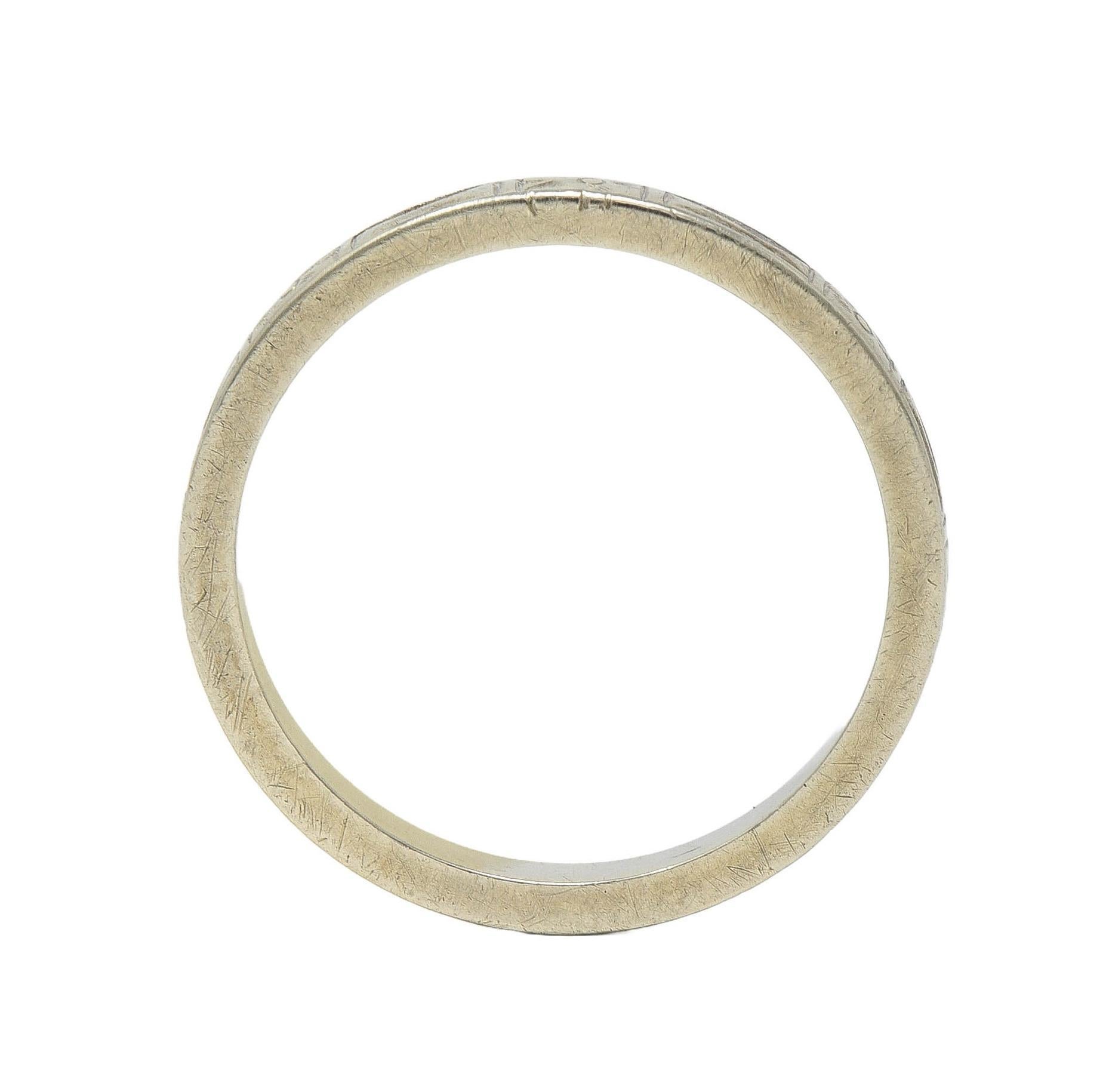 Alliance d'antiquités Art déco en or blanc 14 carats Orange Blossom en vente 1