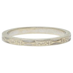 Anillo de boda antiguo Art Déco de oro blanco de 14 quilates Orange Blossom