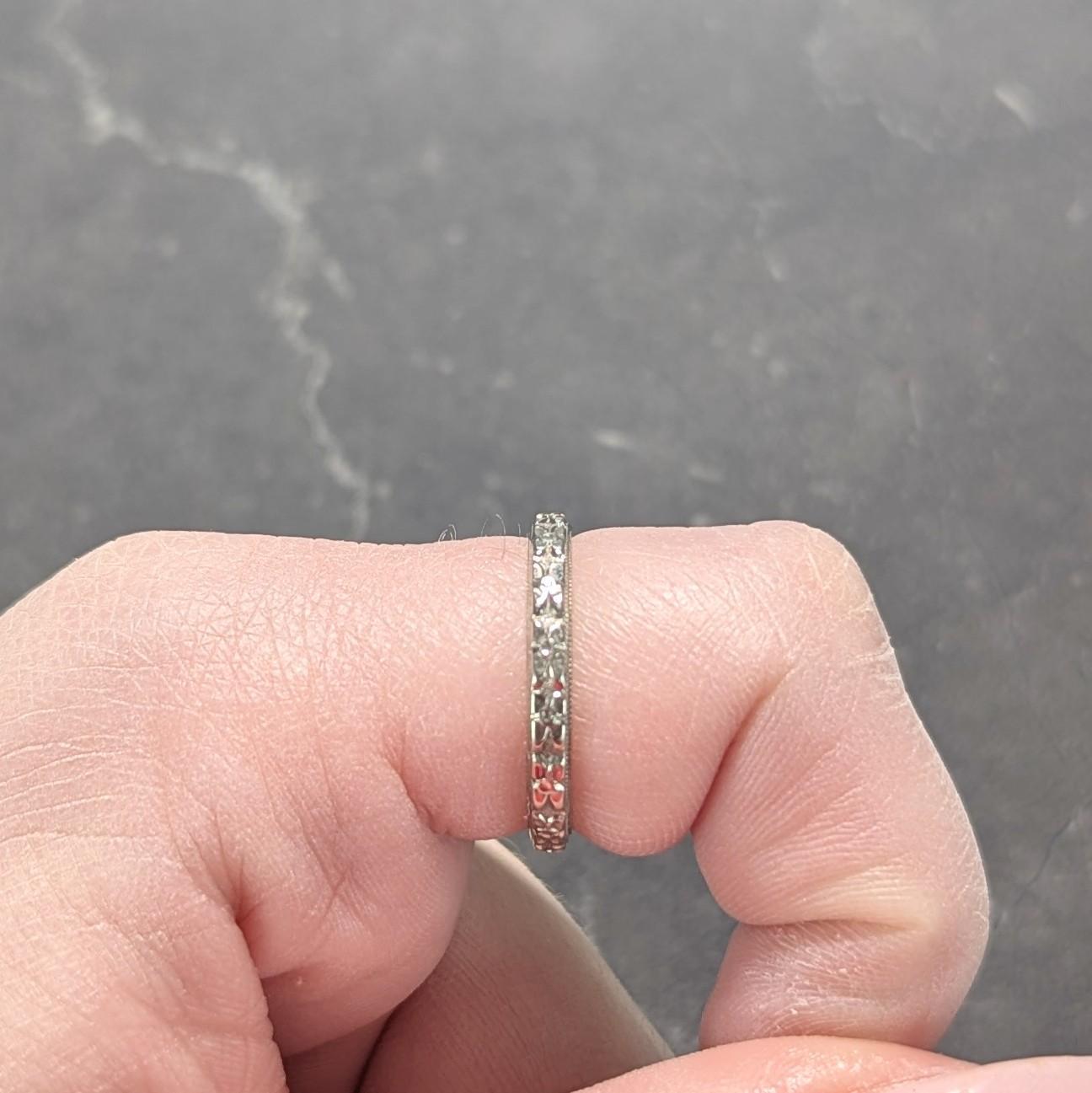 Art Deco 14 Karat White Gold Vintage Orange Blossom Wedding Band Ring 4