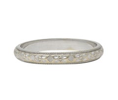 Art Deco 14 Karat White Gold Vintage Orange Blossom Wedding Band Ring