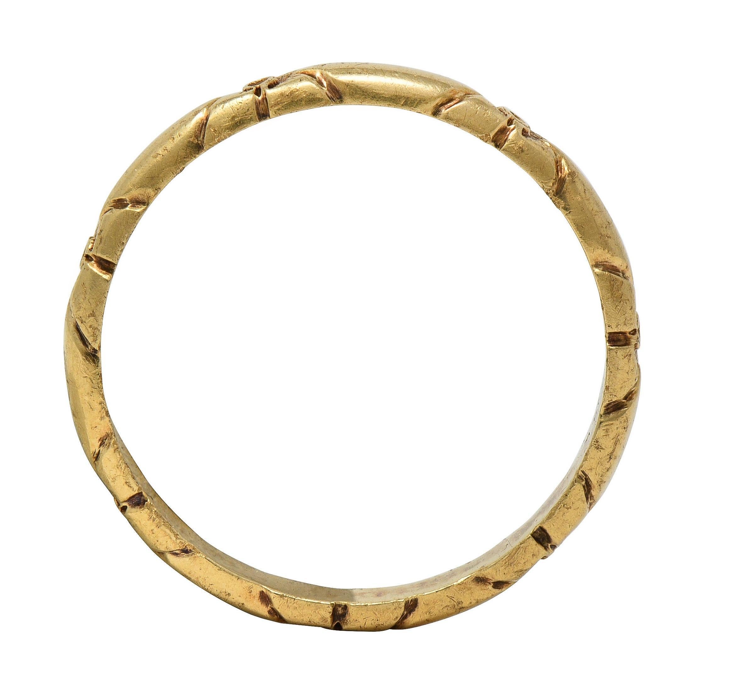 Art Deco 14 Karat Yellow Gold Antique Orange Blossom Wedding Band Ring 1
