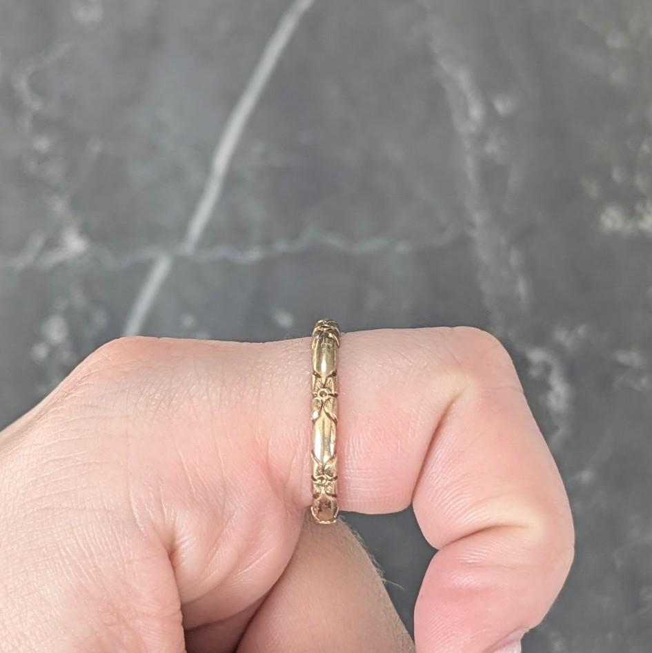 Art Deco 14 Karat Yellow Gold Antique Orange Blossom Wedding Band Ring 4