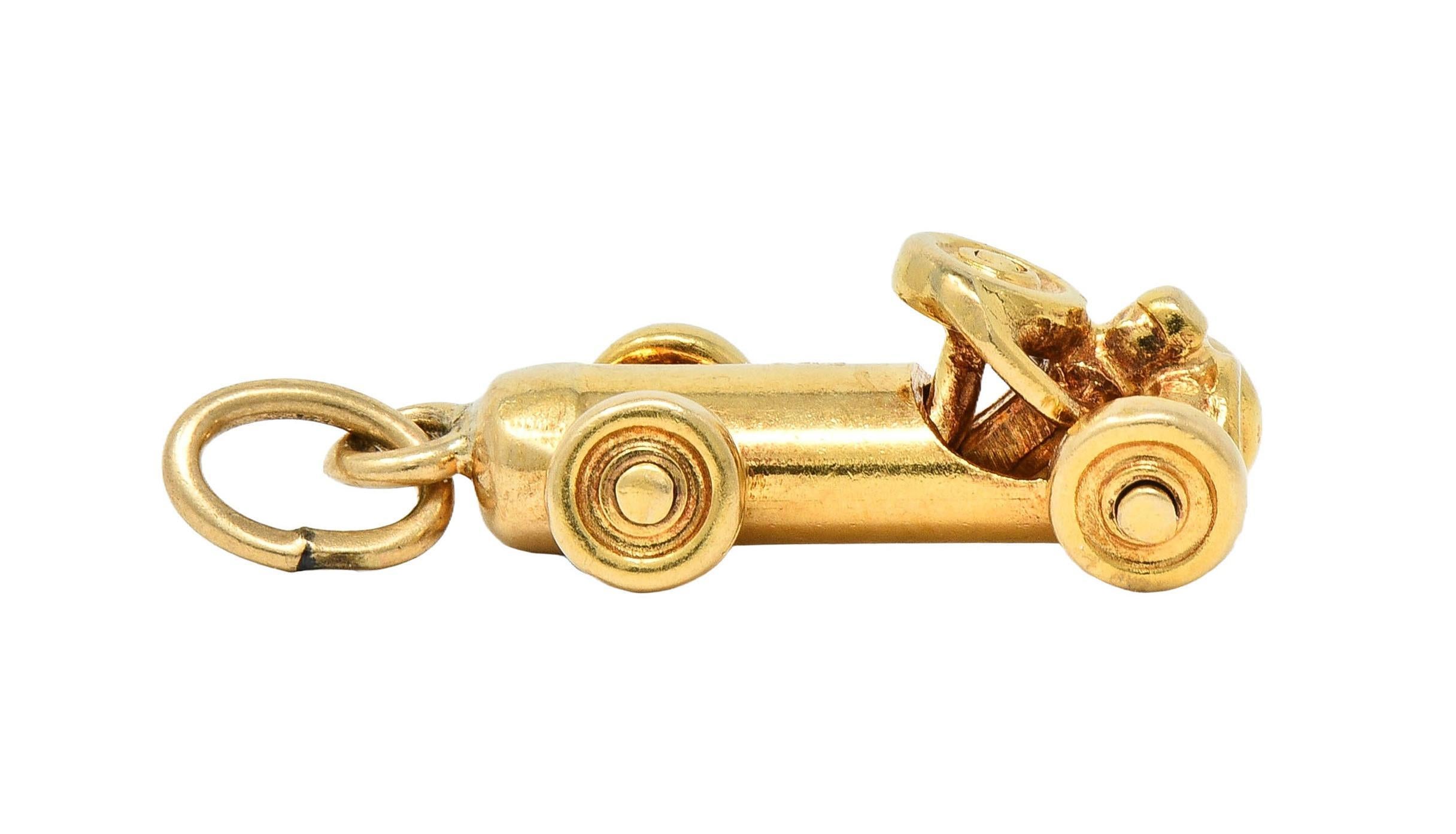 Breloque Soapbox Derby Art Déco en or jaune 14 carats ancienne en vente 6