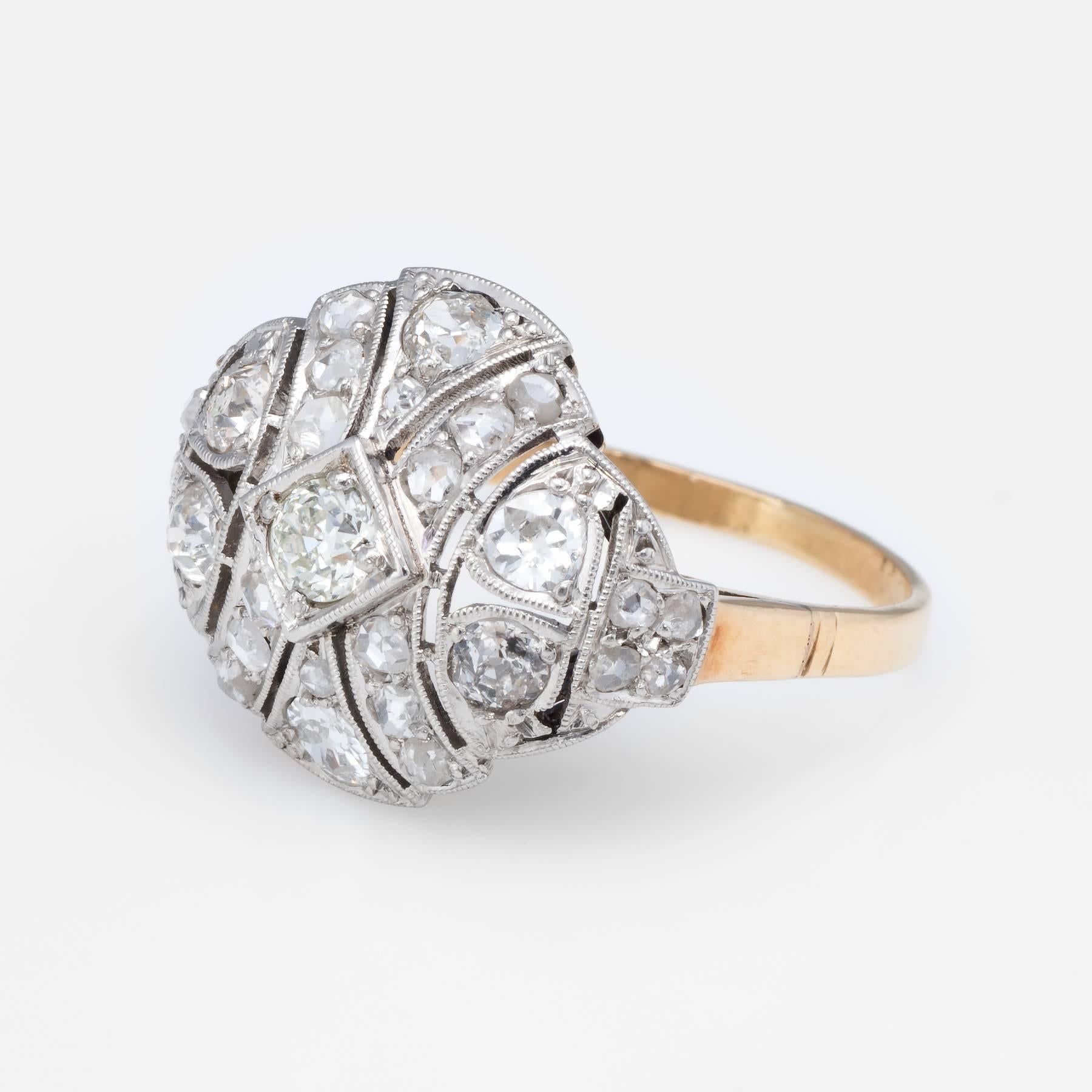 Art Deco 14 Karat Yellow Gold Diamond Cocktail Ring In Excellent Condition In Torrance, CA