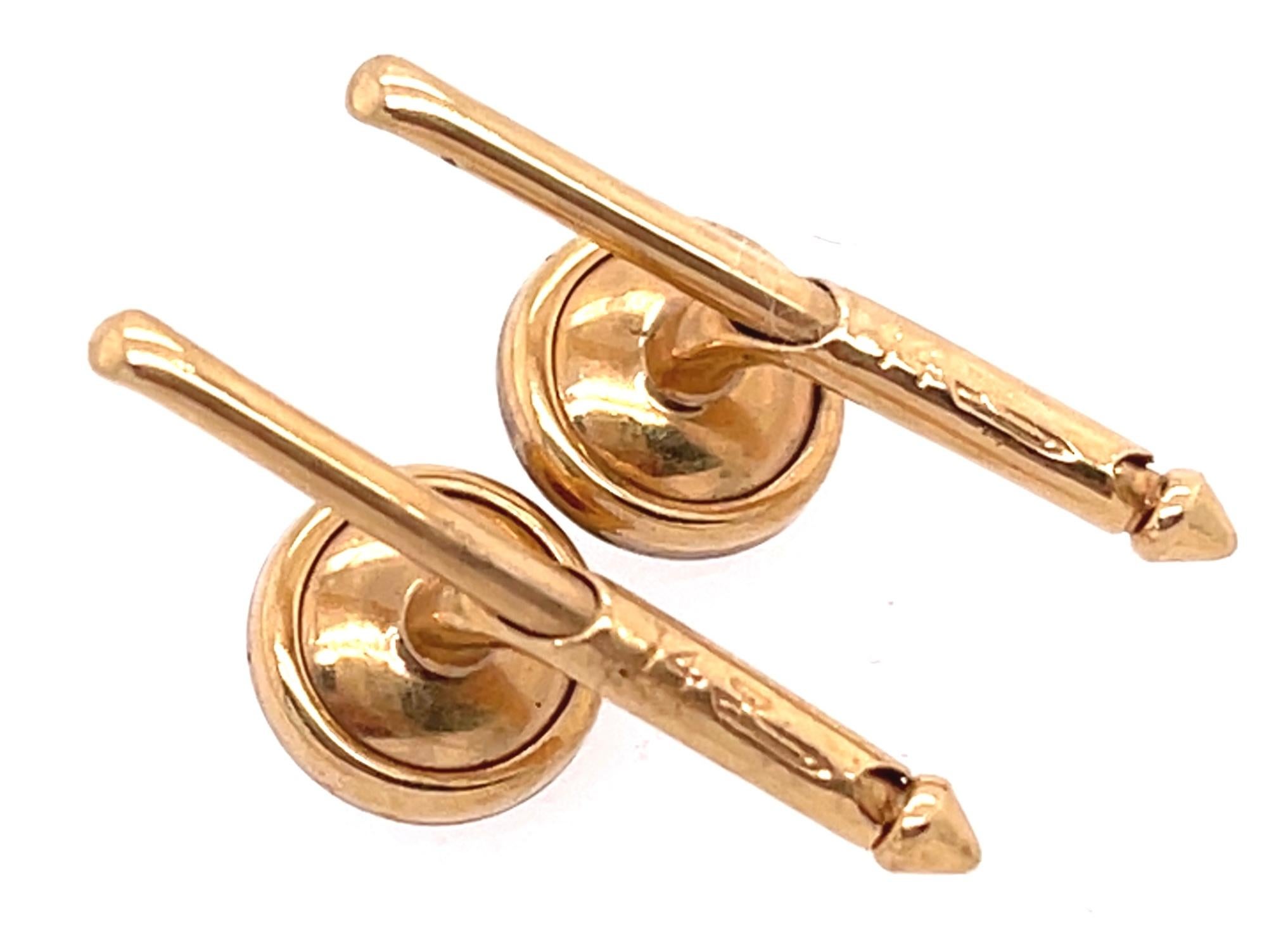 Art Deco Style 14 Karat Yellow Gold Mother of Pearl Cufflinks and Lapel Pin Set For Sale 2