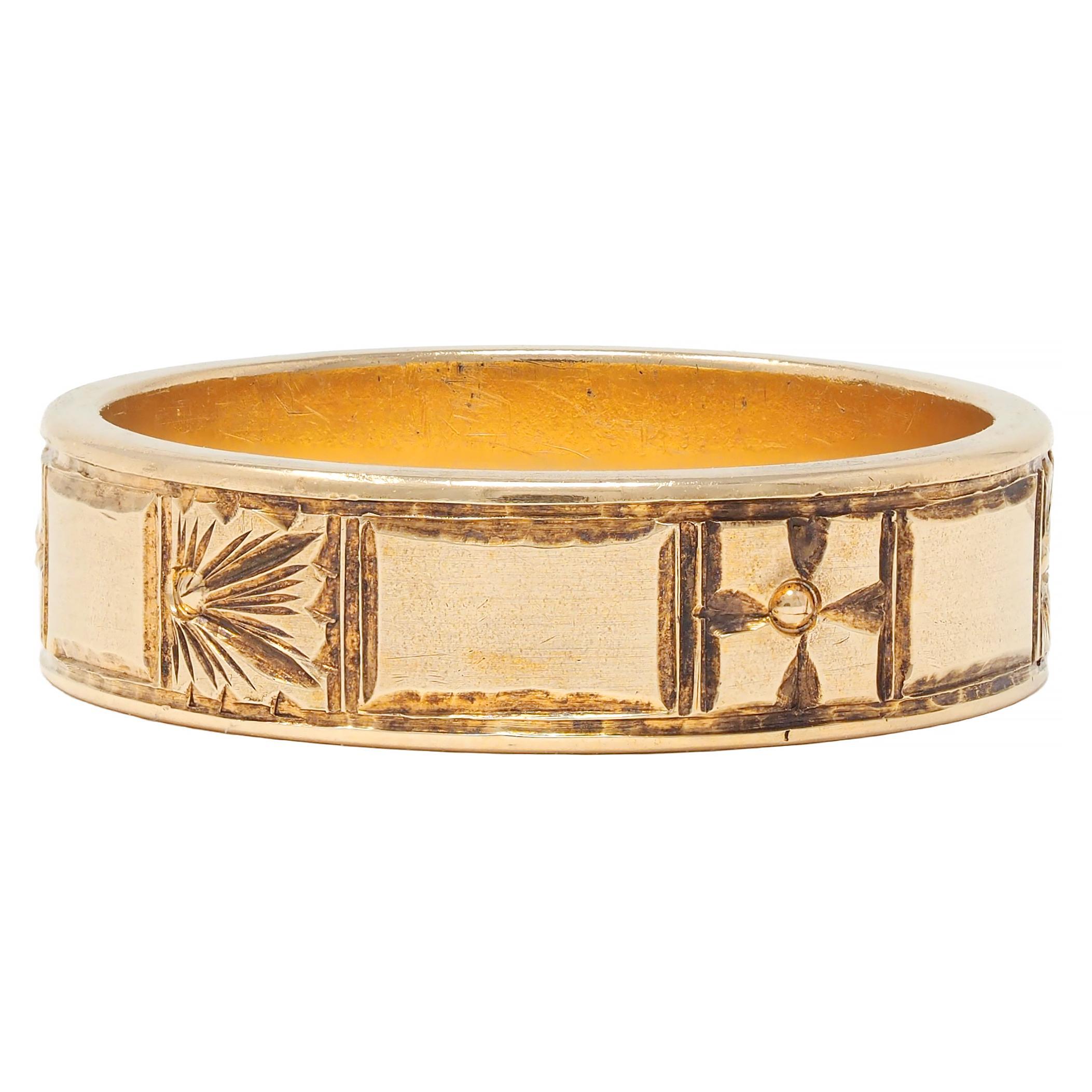 da uomo o donna Anello Art of Vintage 14 Karat Yellow Gold Orange Blossom Vintage Wide Wedding Band in vendita