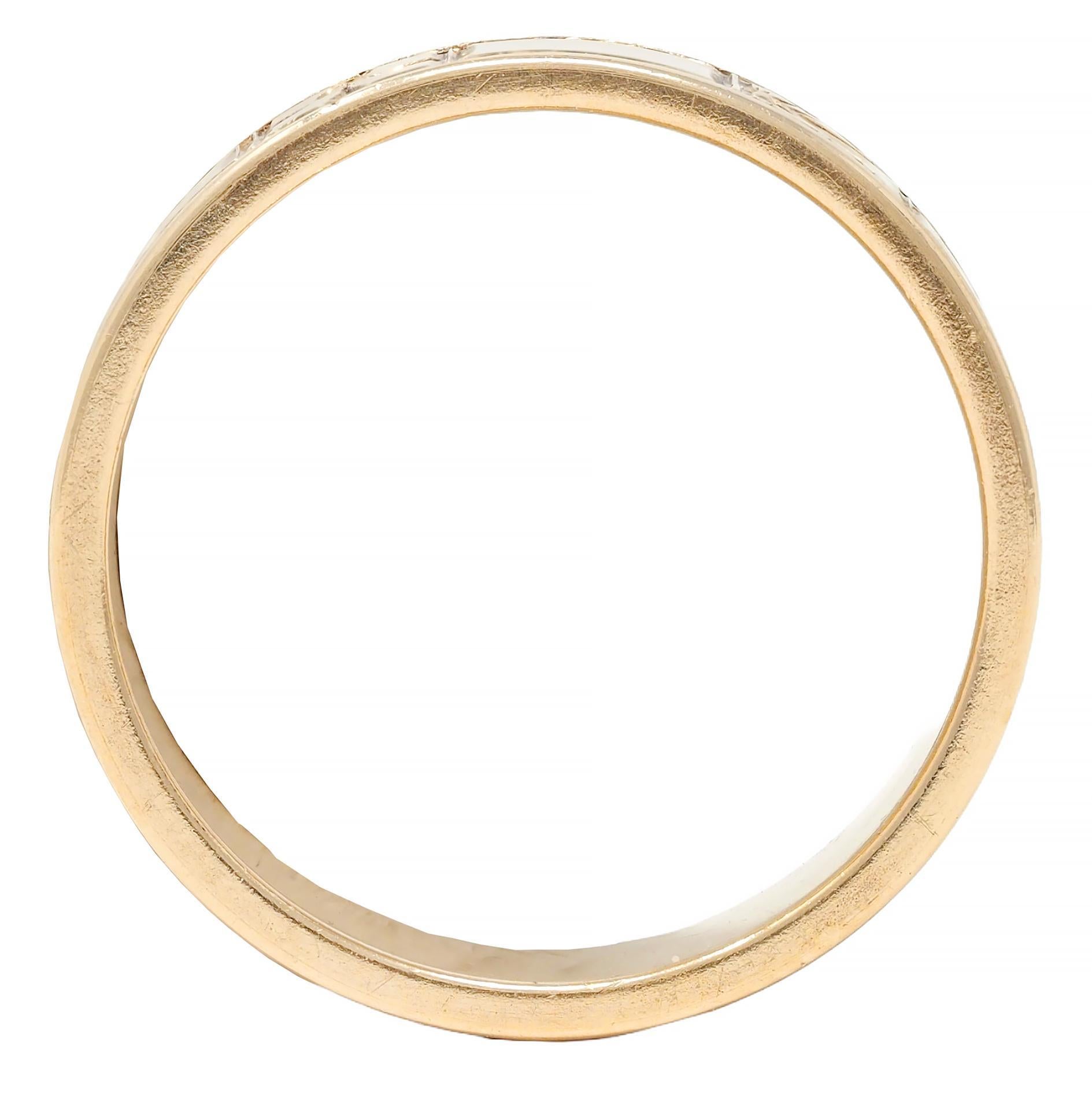 Anello Art of Vintage 14 Karat Yellow Gold Orange Blossom Vintage Wide Wedding Band in vendita 1