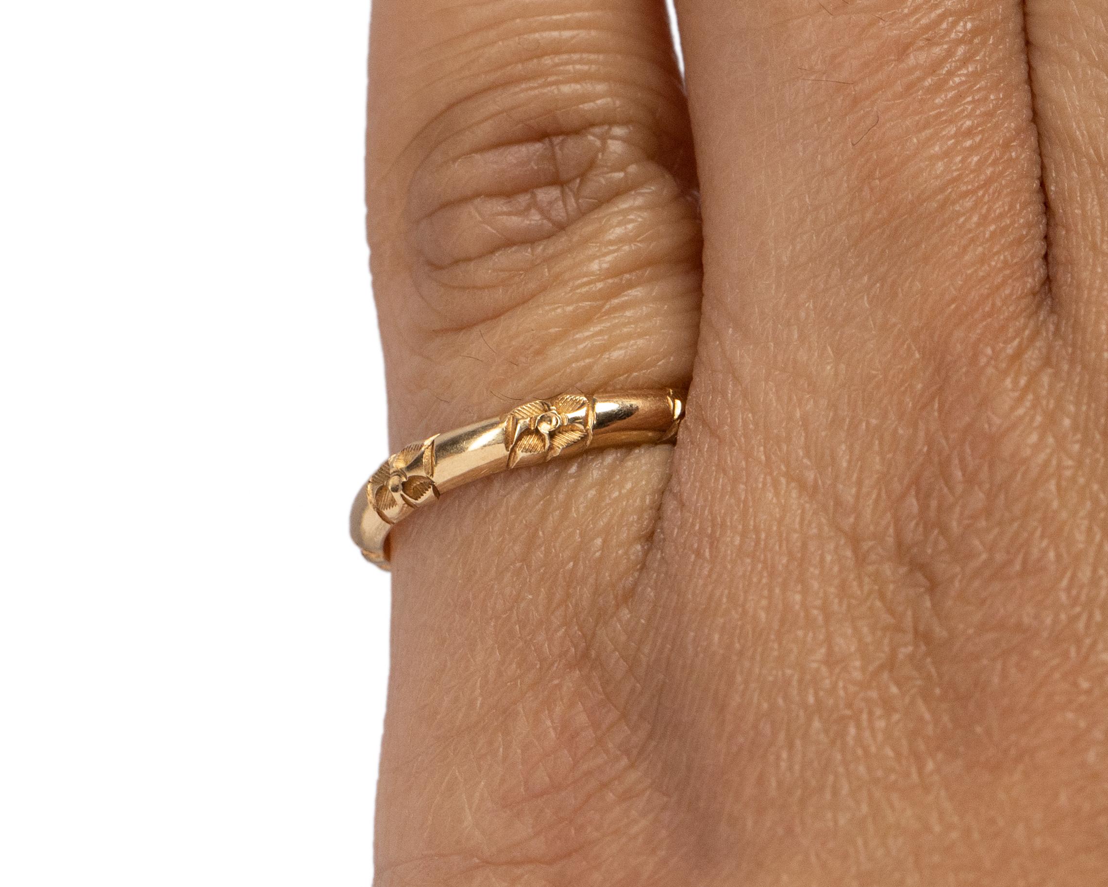Item Details: 
Ring Size: 4.75
Metal Type: 14 karat yellow gold [Hallmarked, and Tested]
Weight: 1.8 grams

Finger to Top of Stone Measurement: 1.5mm
Condition: Excellent