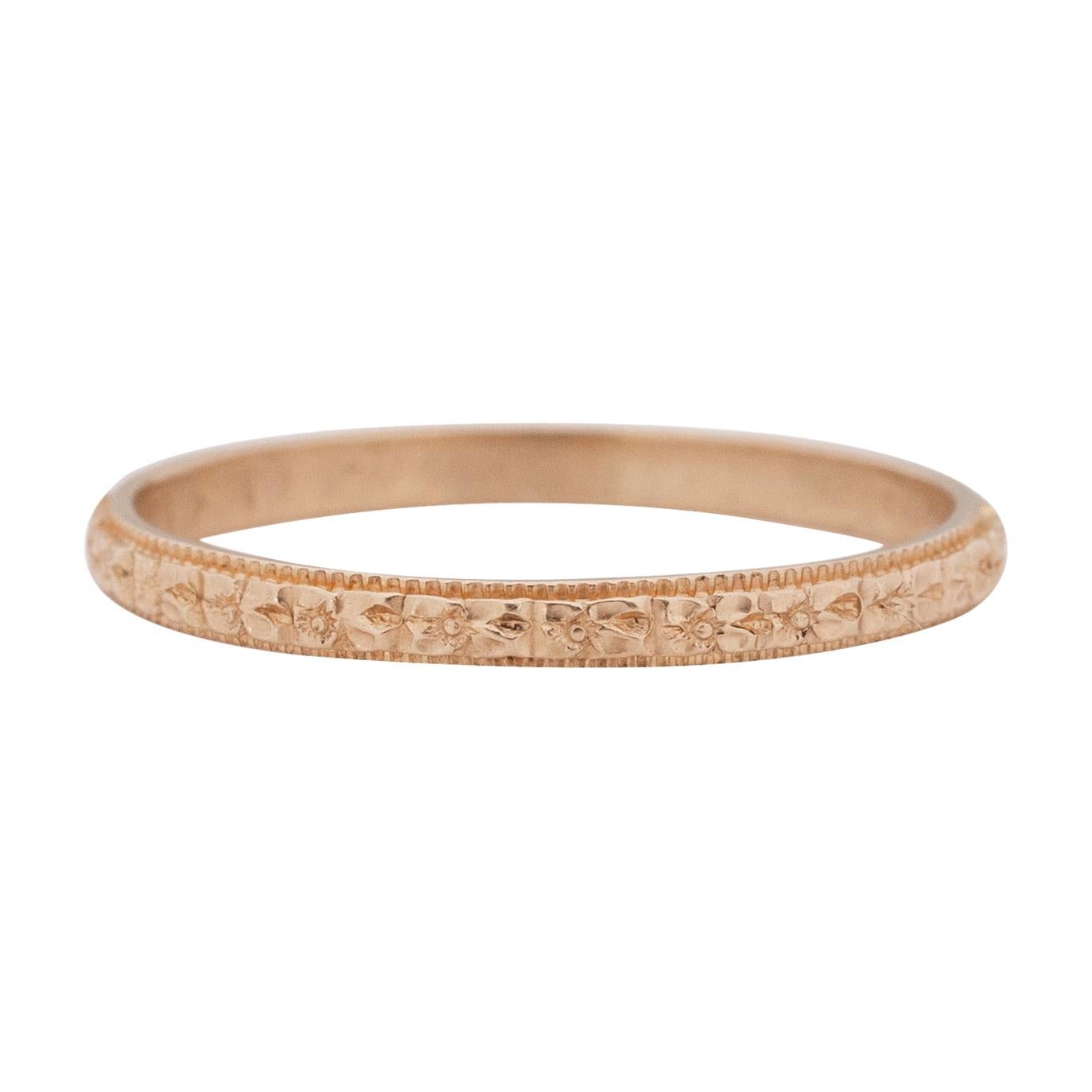 Art Deco 14 Karat Yellow Gold Wedding Band