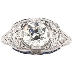 Art Deco 1.40 Carat Diamond and Sapphire Ring Art Deco 1.40 Carat Diamond and Sapphire Ring