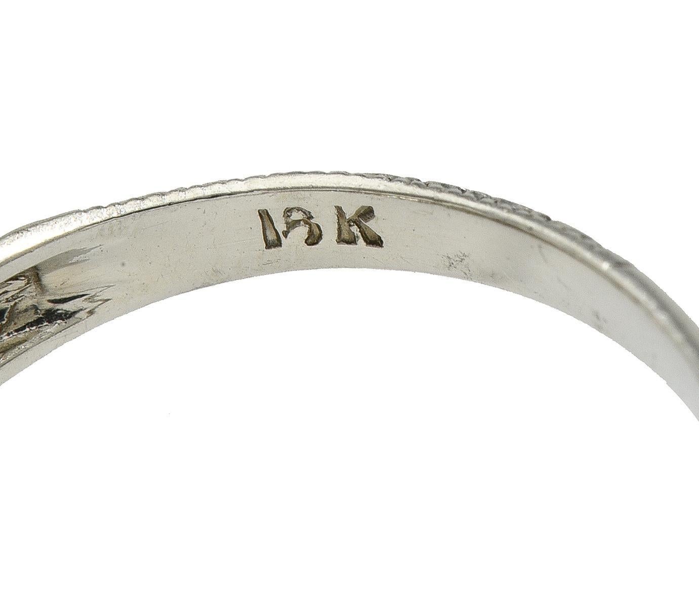 Art Deco 1.40 CTW Diamond 18 Karat White Gold Vintage Trellis Cluster Ring For Sale 1